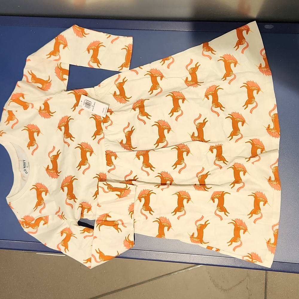 NWT OLD NAVY Size 5T Unicorn LONG-SLEEVE EVERYDAY DRESS & LEGGING SET Girls